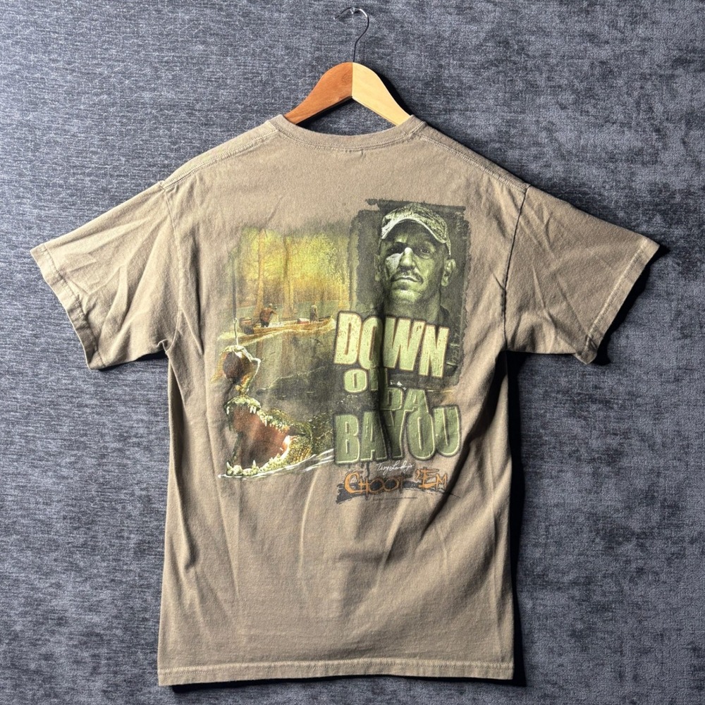 Troy Landry Choot Em Swamp People T-Shirt Mens Medium Brown Graphic Tee Gator
